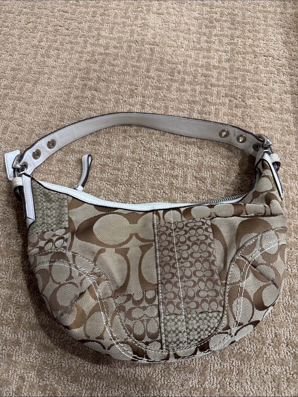 Coach Signature Pattern Patchwork Shoulder Bag - Python Trim - Picture 9 of 9